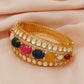 925 Silver Multi Color Precious Gemstone & Polki Bangle