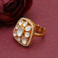 925 Silver Moissanite Polki Adjustable Ring
