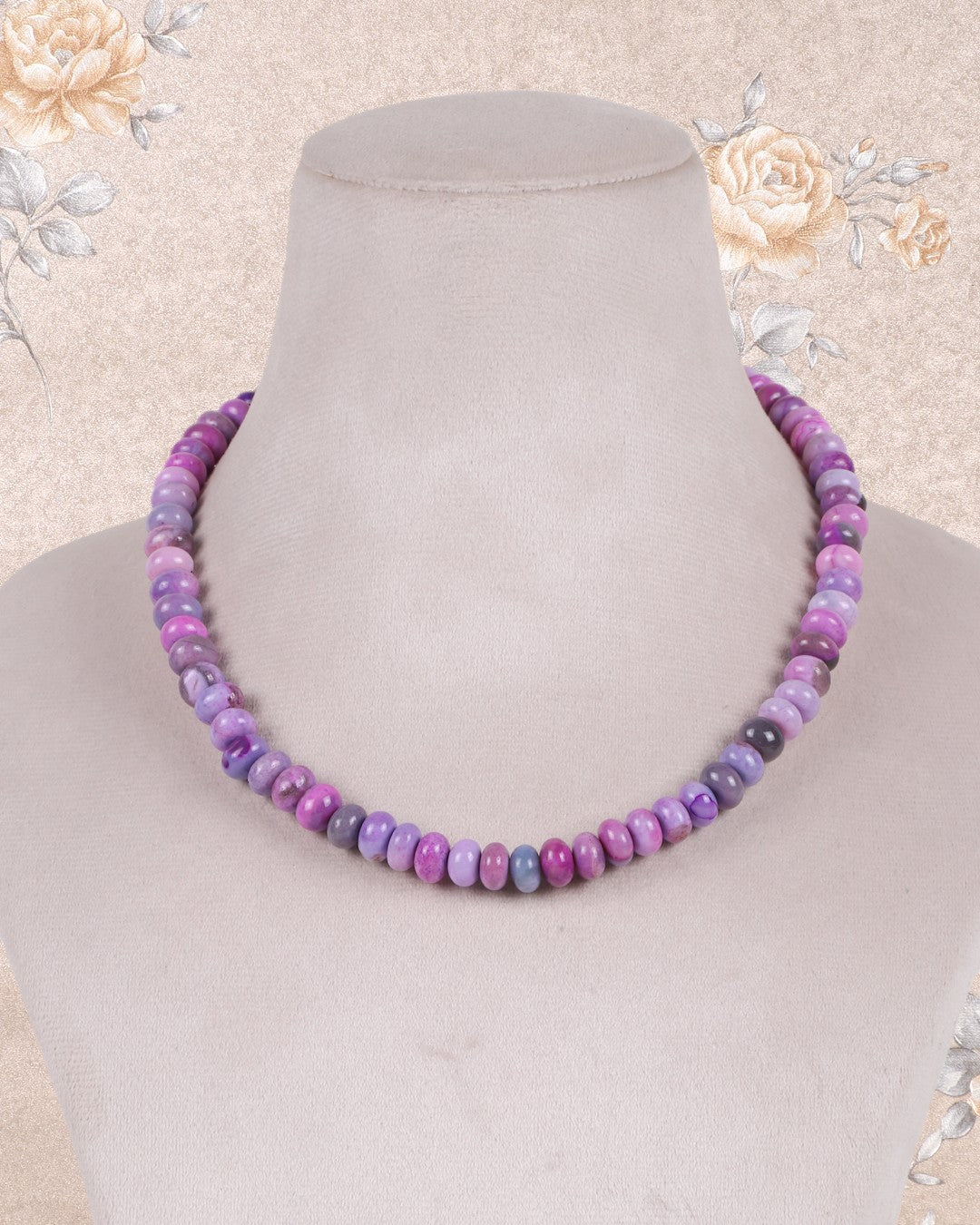 Purple Opal Gemstone Rondelle Smooth Beads Necklace Jewelry