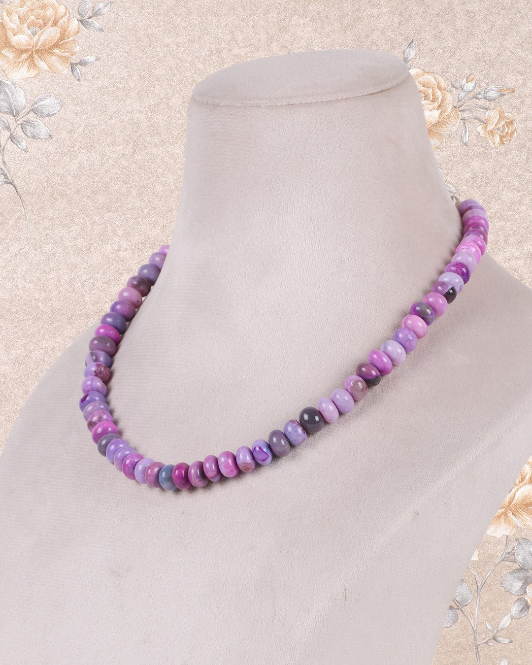 Purple Opal Gemstone Rondelle Smooth Beads Necklace Jewelry
