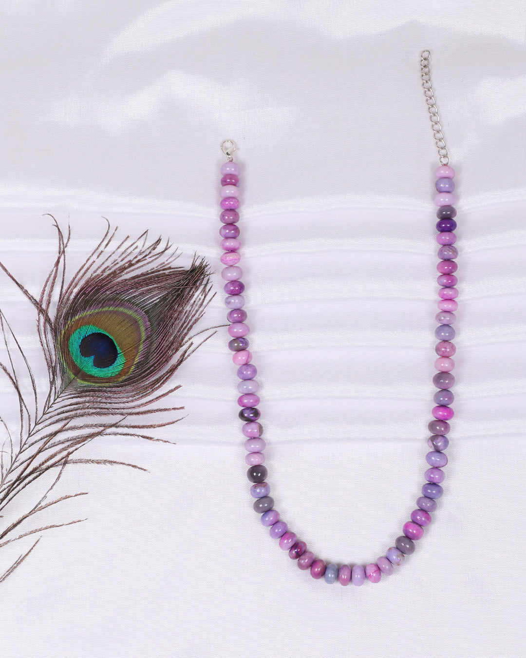 Purple Opal Gemstone Rondelle Smooth Beads Necklace Jewelry