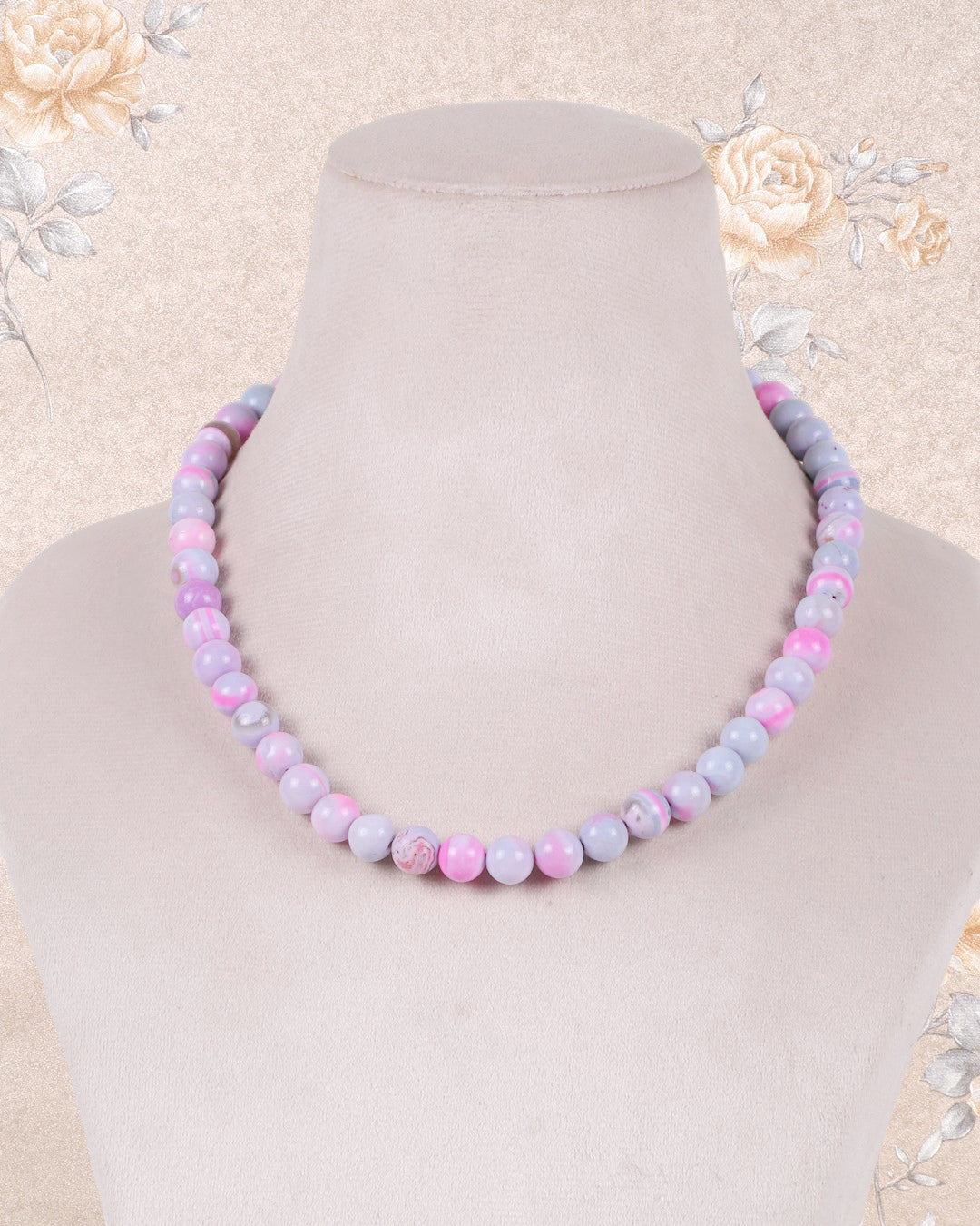 Purple Opal Gemstone Round Smooth Beads Necklace Jewelry