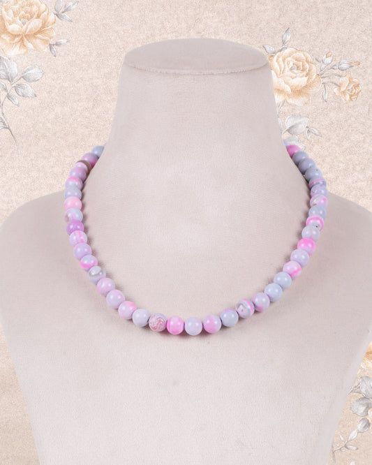 Purple Opal Gemstone Round Smooth Beads Necklace Jewelry