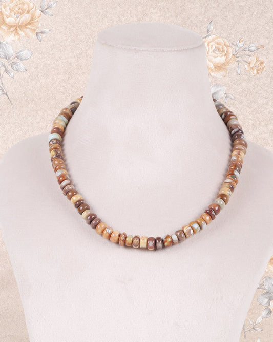 Brown Opal Gemstone Rondelle Smooth Beads Necklace Jewelry