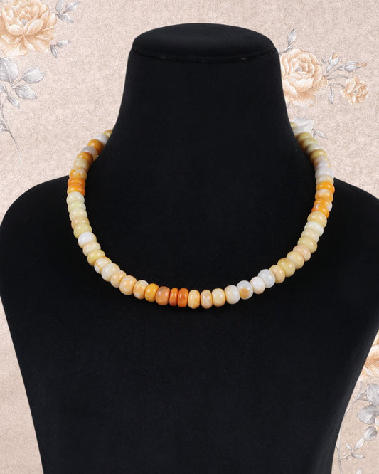 Orange Opal Gemstone Rondelle  Smooth Beads Necklace Jewelry