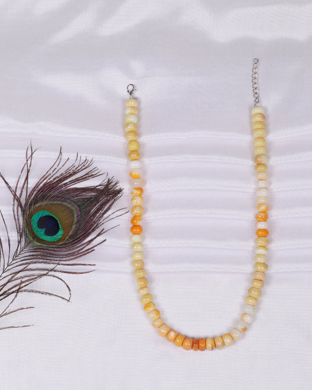 Orange Opal Gemstone Rondelle  Smooth Beads Necklace Jewelry
