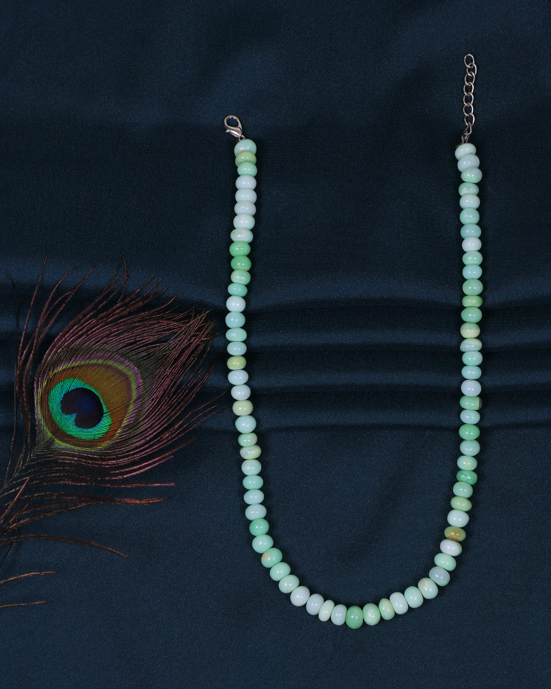 Green Opal Gemstone Rondelle Smooth Beads Necklace Jewelry