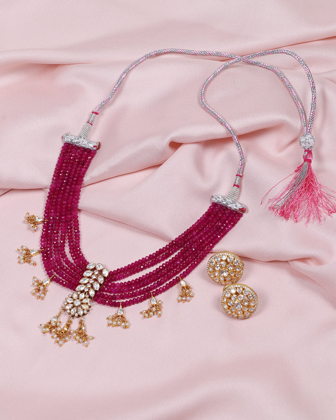 925 Silver Ruby Gemstone Beads Necklace Jewelry