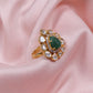 925 Silver Carved Emerald Gemstone Ring