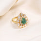 925 Silver Carved Emerald Gemstone Ring