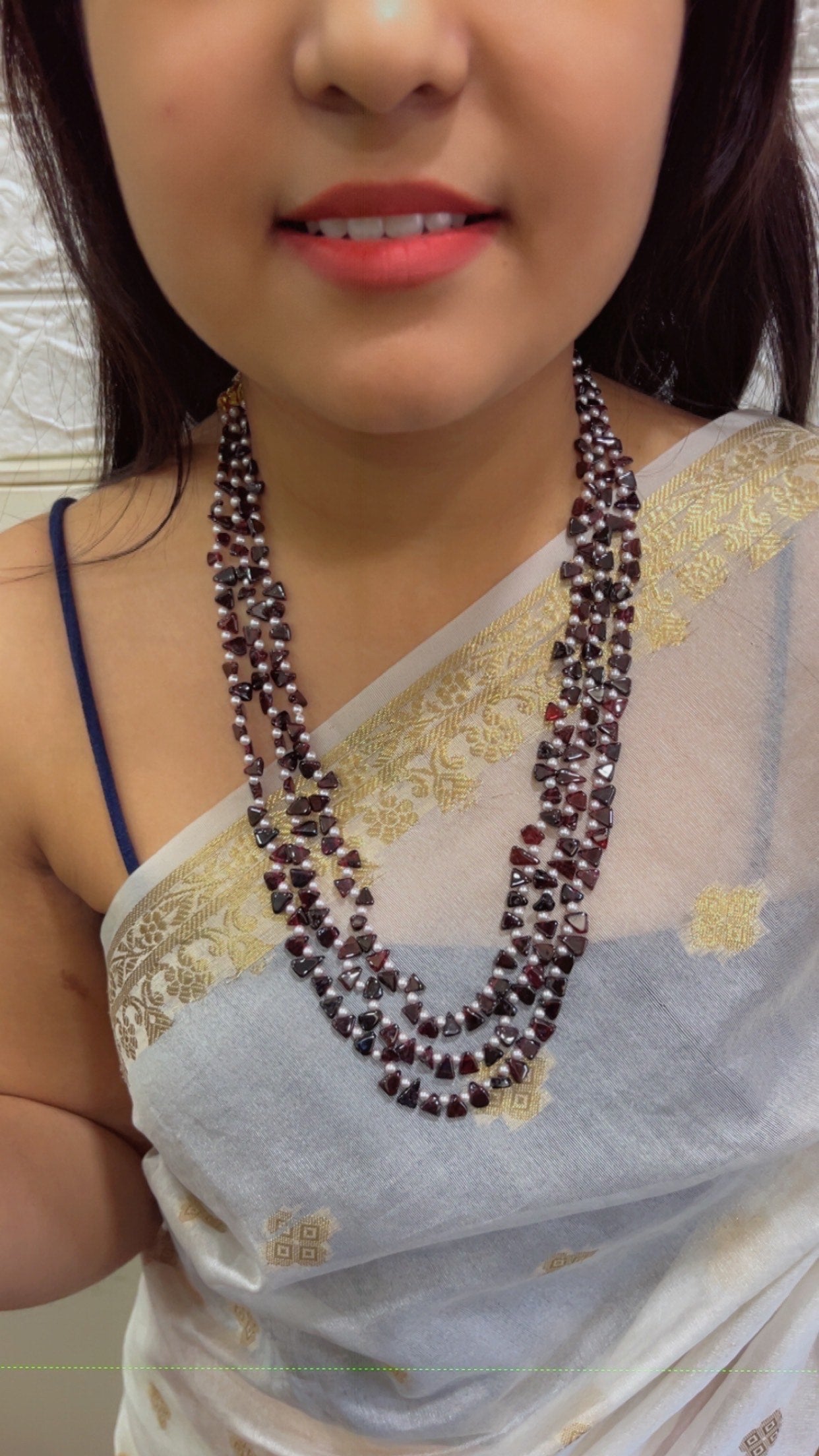 Natural Garnet Gemstone Beads Necklace Jewelry QC1