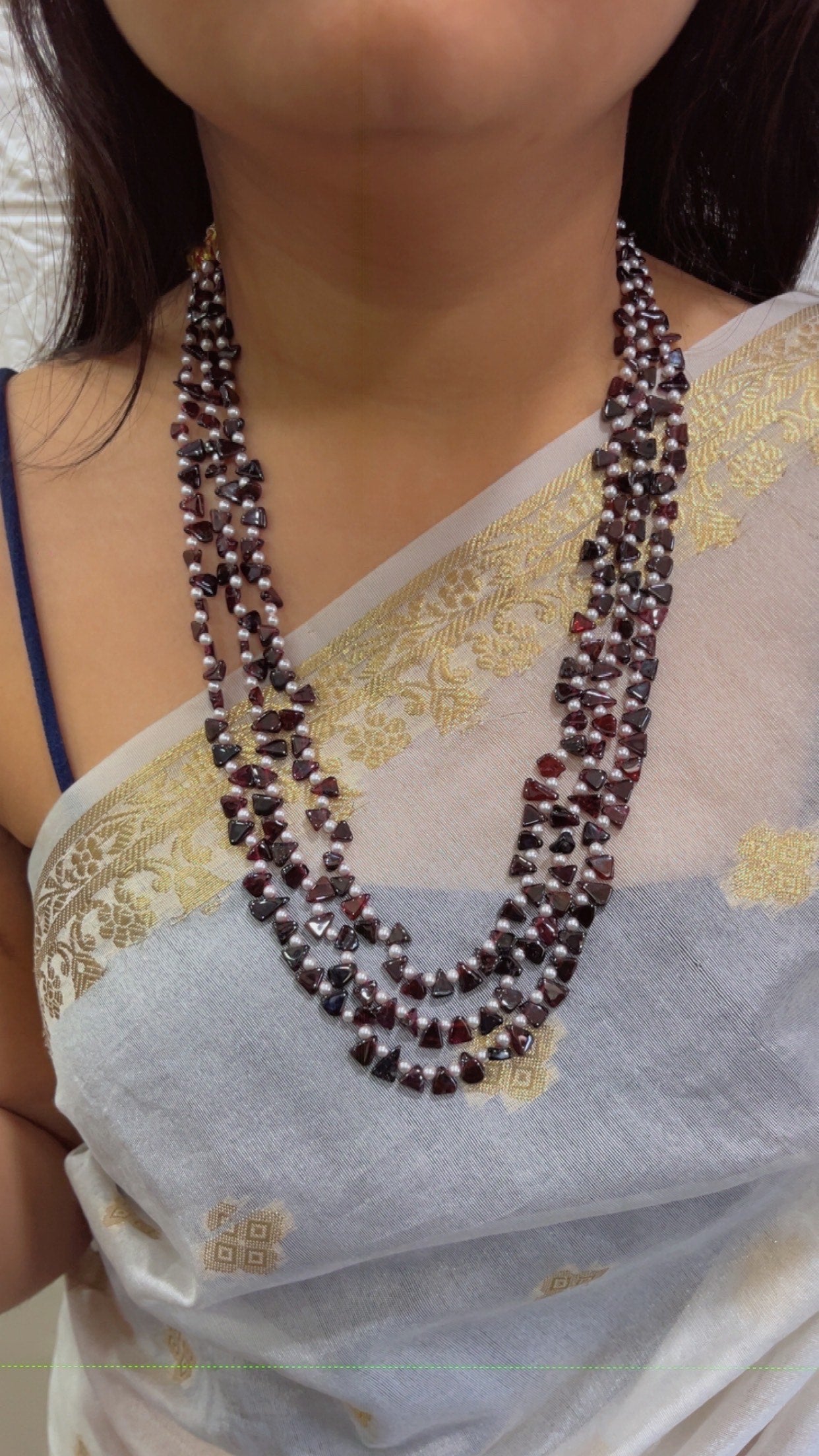 Natural Garnet Gemstone Beads Necklace Jewelry QC1