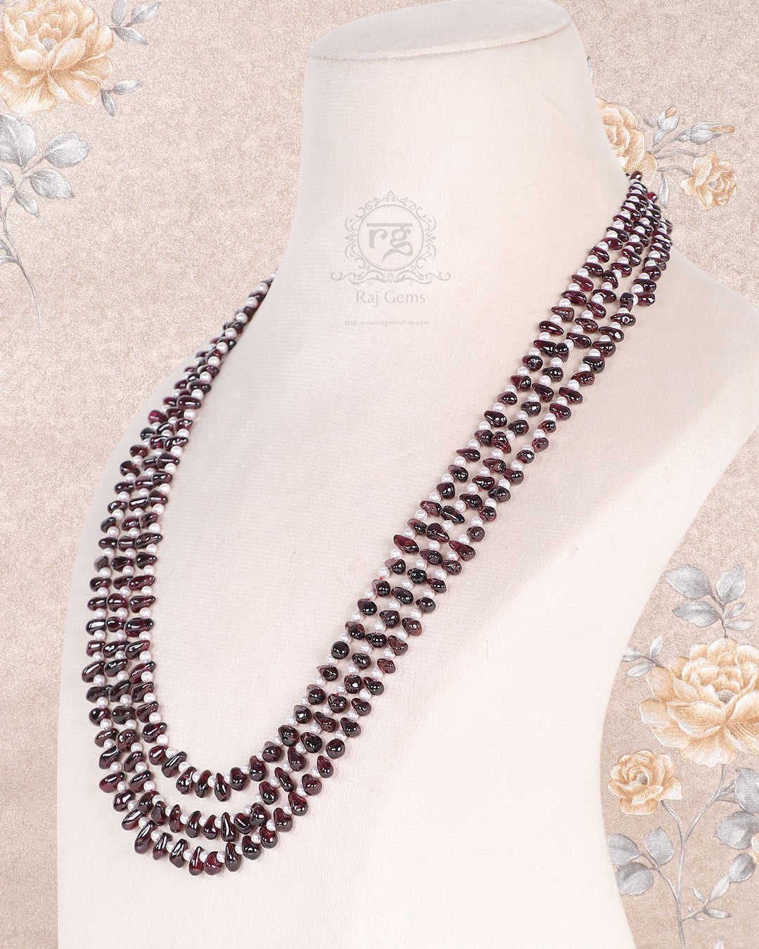 Natural Garnet Gemstone Beads Necklace Jewelry