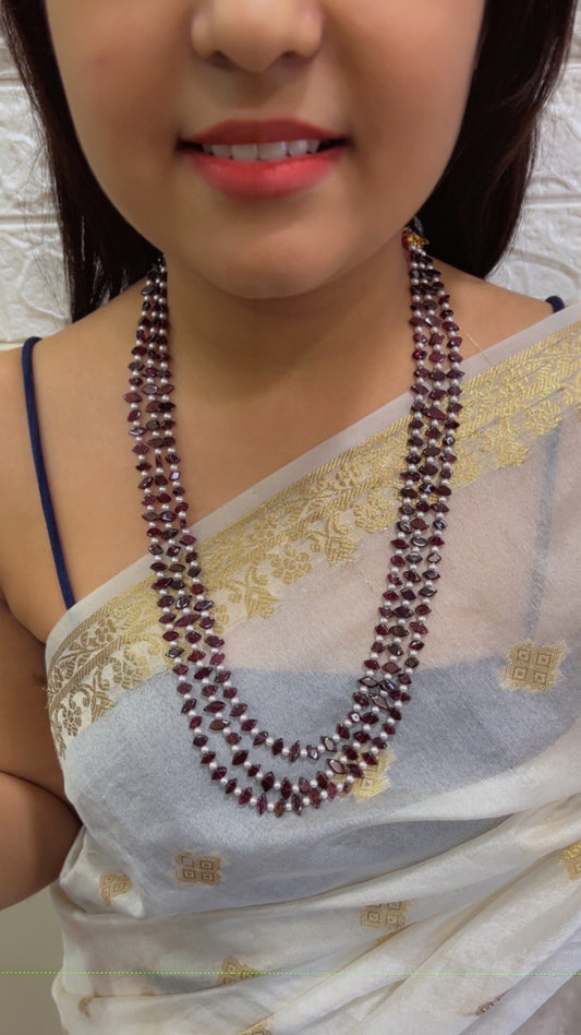 Natural Garnet Gemstone Beads Necklace Jewelry QC1