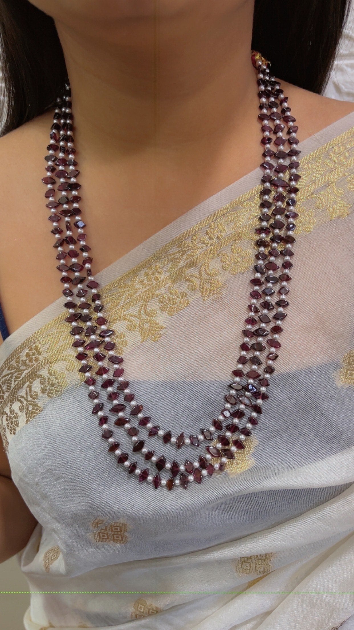 Natural Garnet Gemstone Beads Necklace Jewelry QC1