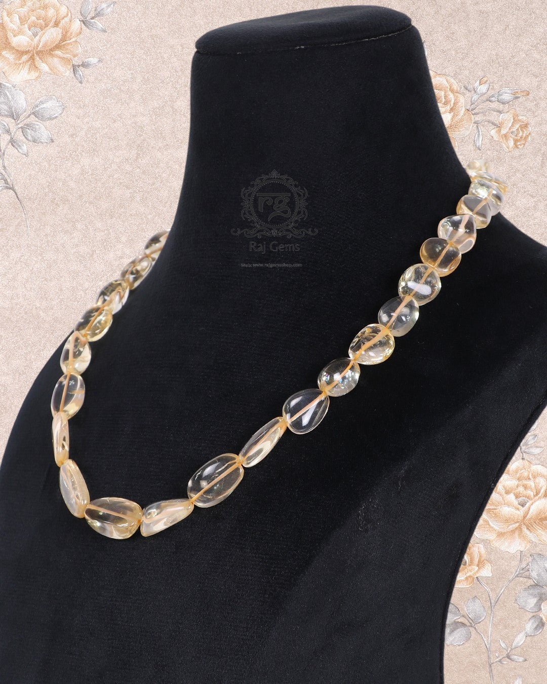 Natural Citrine Gemstone Beads Necklace Jewelry