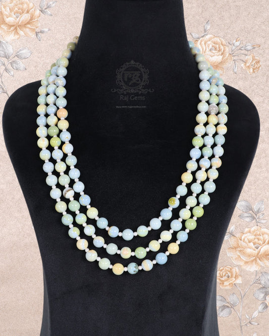 Natural Blue Opal Gemstone Round Beads Necklace Jewelry QC1