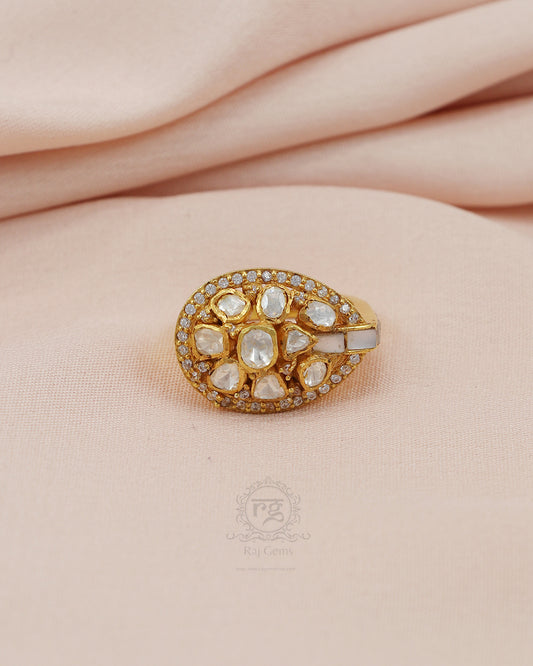925 silver Moissanite Polki Ring
