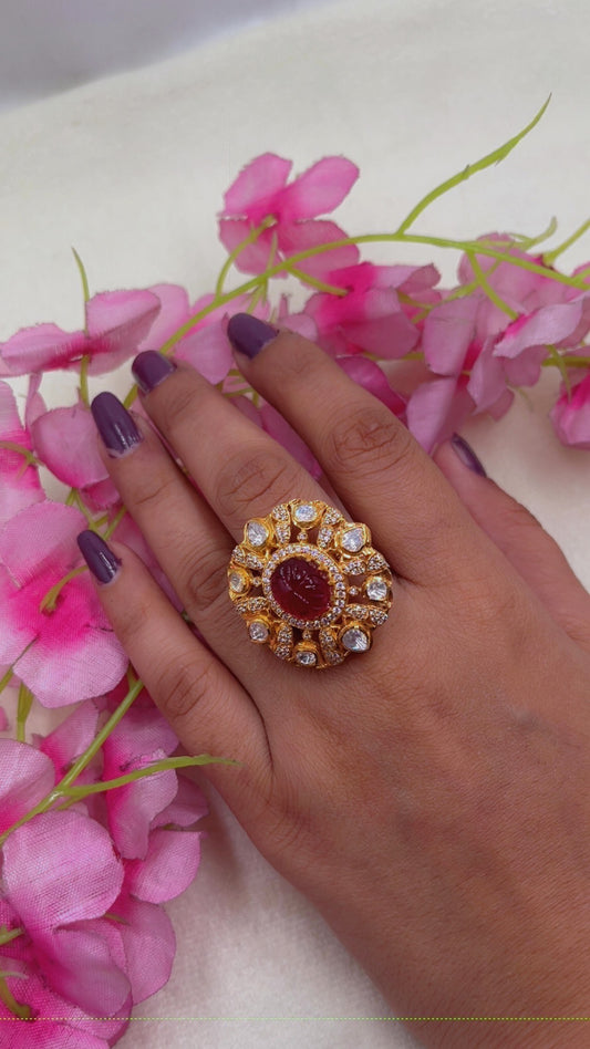 925 silver Moissanite Polki Ring