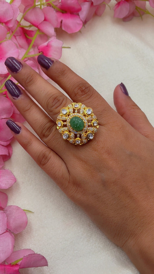 925 silver Moissanite Polki Ring