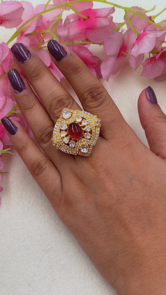 925 silver Moissanite Polki Ring