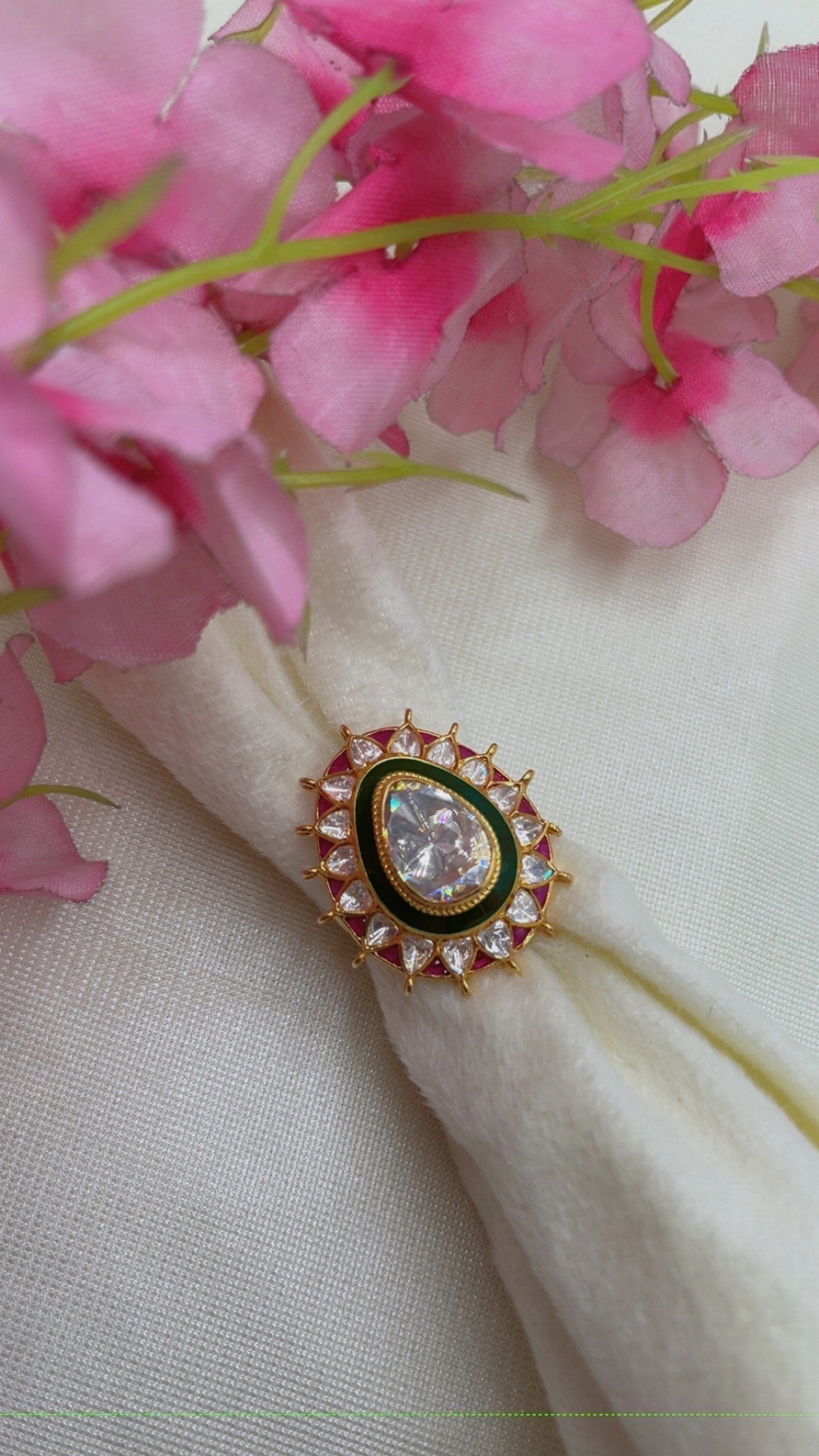 925 silver Moissanite Polki Ring