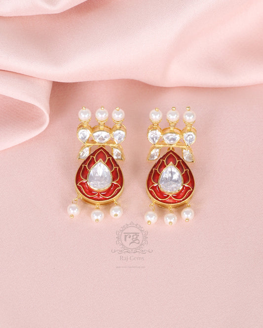 925 Silver Moissanite Red Earring