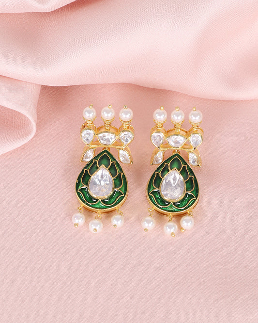 Pure Silver Moissanite Green Earring