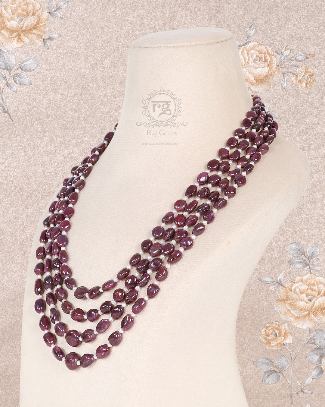 Natural Ruby Gemstone Beads Necklace Jewelry