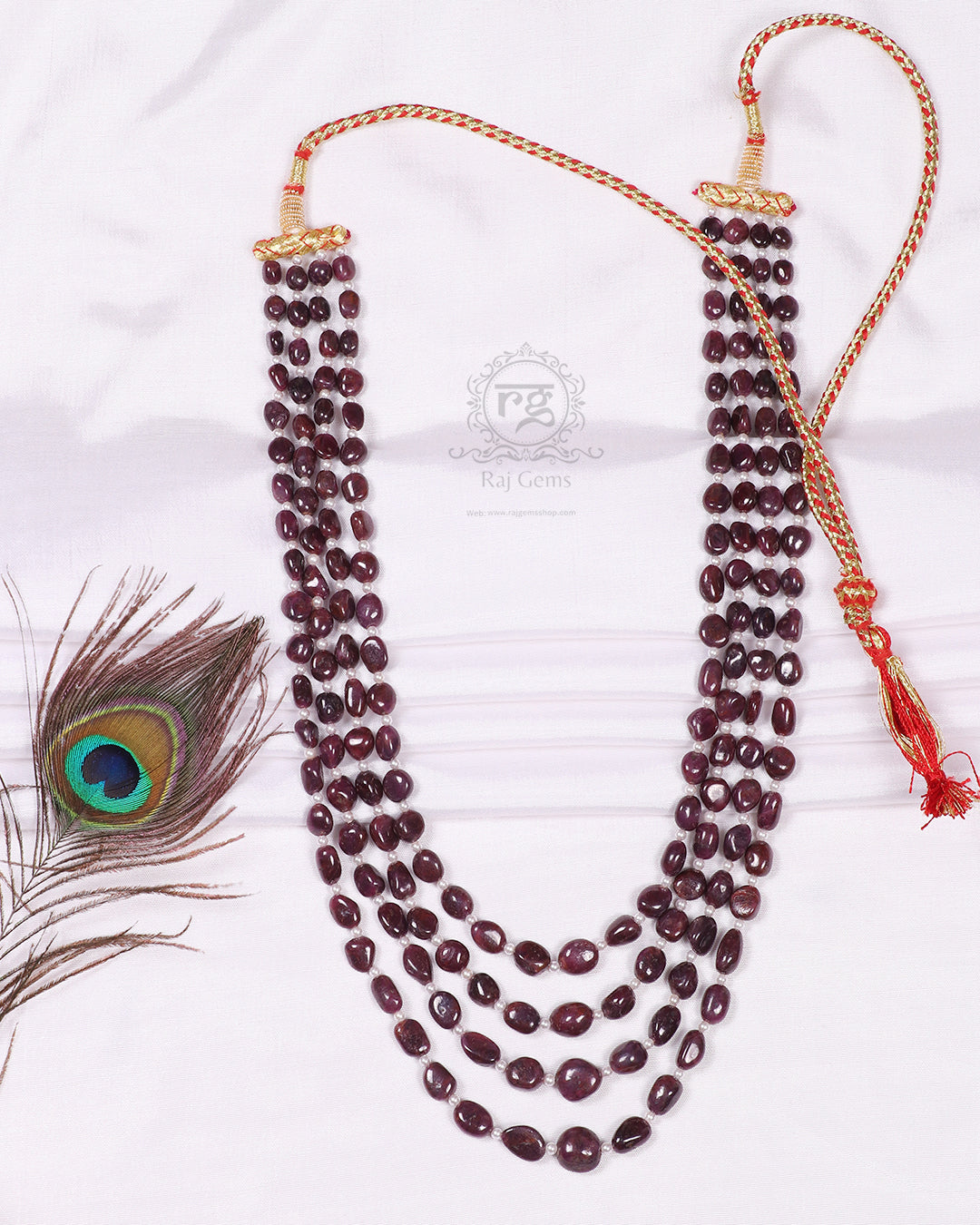 Natural Ruby Gemstone Beads Necklace Jewelry