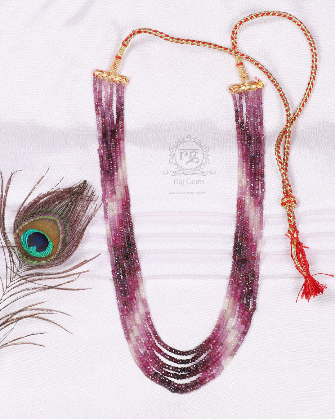 Natural Ruby Shaded Gemstone Beads Necklace Jewelry