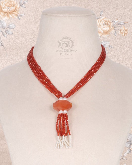 Natural Carnelian Gemstone Beads Necklace Jewellery