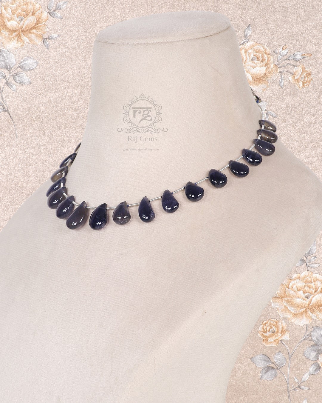 Natural Iolite Gemstone Beads Necklace Jewelry