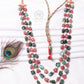 Natural Pink Quartz & Emerald Gemstone Beads Necklace Jewelry