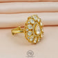 Pure Silver Polki Adjustable Ring