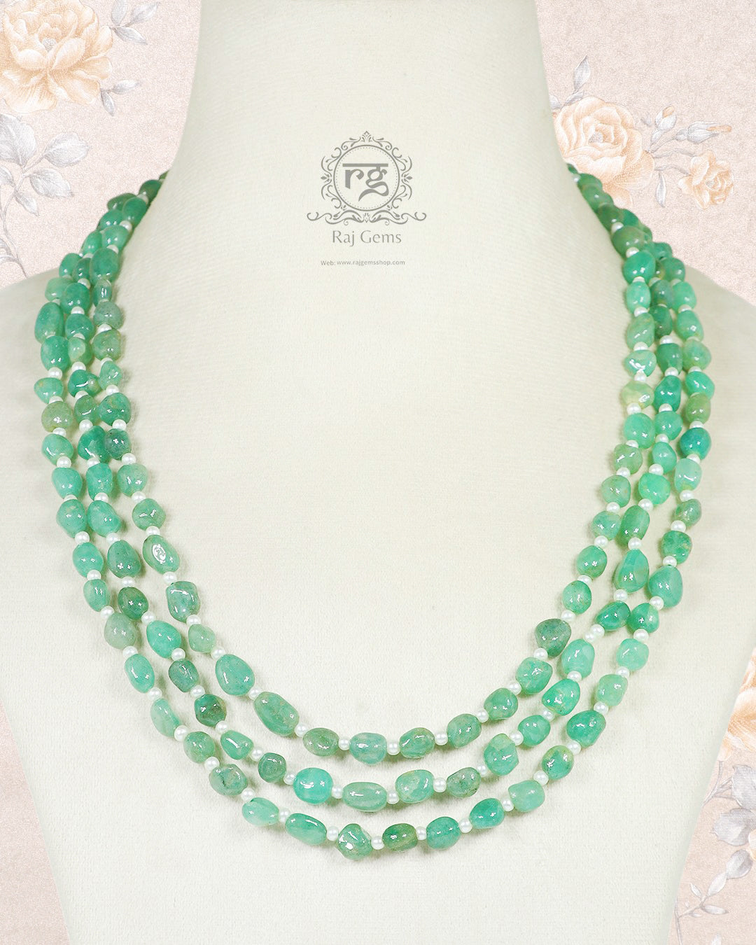 Natural Green Quartz & Pearl Gemstone Beads Necklace Jewelry