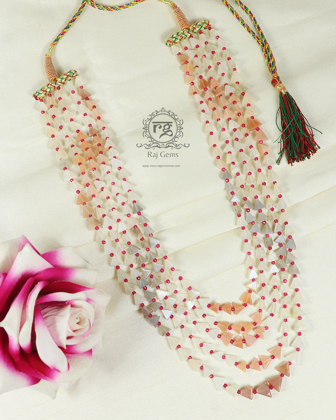 Natural Moonstone Triangle Shape Gemstone Necklace Jewelry
