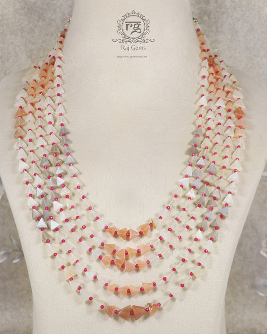 Natural Moonstone Triangle Shape Gemstone Necklace Jewelry