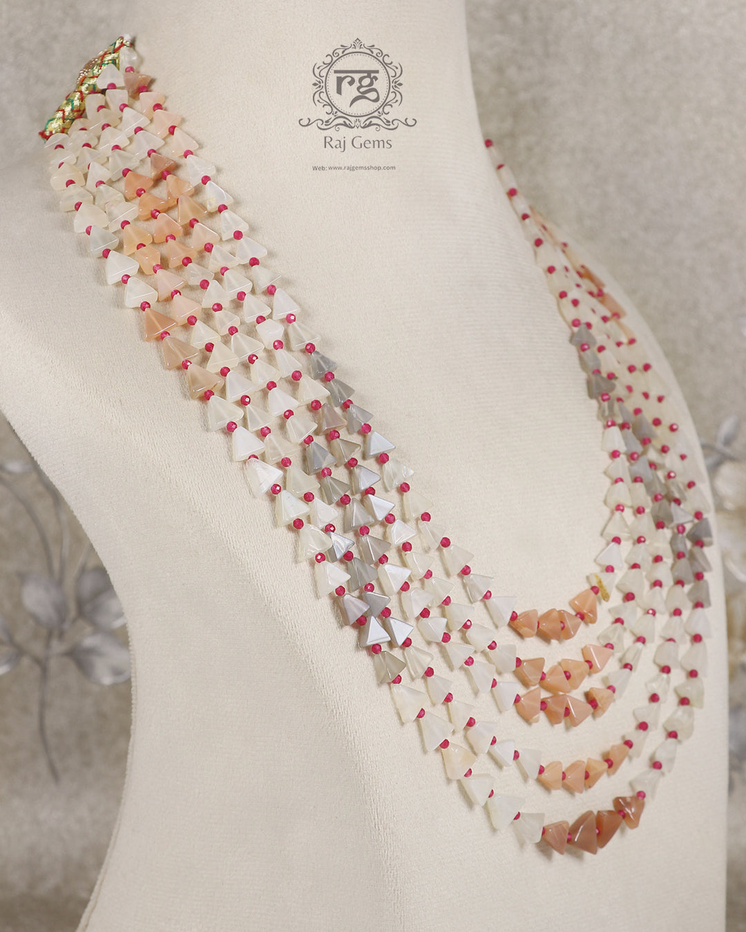 Natural Moonstone Triangle Shape Gemstone Necklace Jewelry