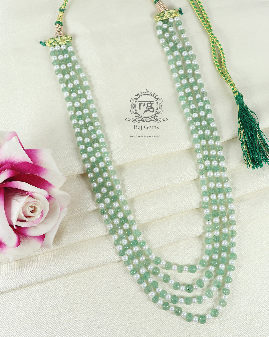 Natural Green Strawberry Quartz Pumpkin Gemstone Beads Necklace Jewelry