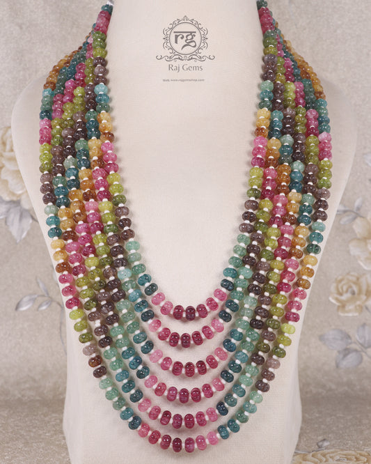 Natural Multi Quartz Gemstone Beads Pumpkin Necklace Jewelry