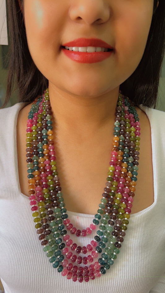 Natural Multi Quartz Gemstone Beads Pumpkin Necklace Jewelry