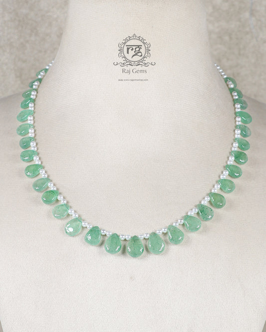 Natural Green Strawberry  Gemstone Pear Beaded Necklace