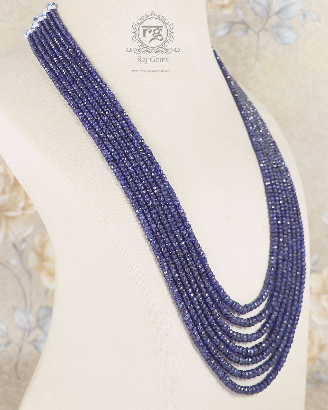Natural Blue Sapphire Gemstone Beads Necklace Jewelry