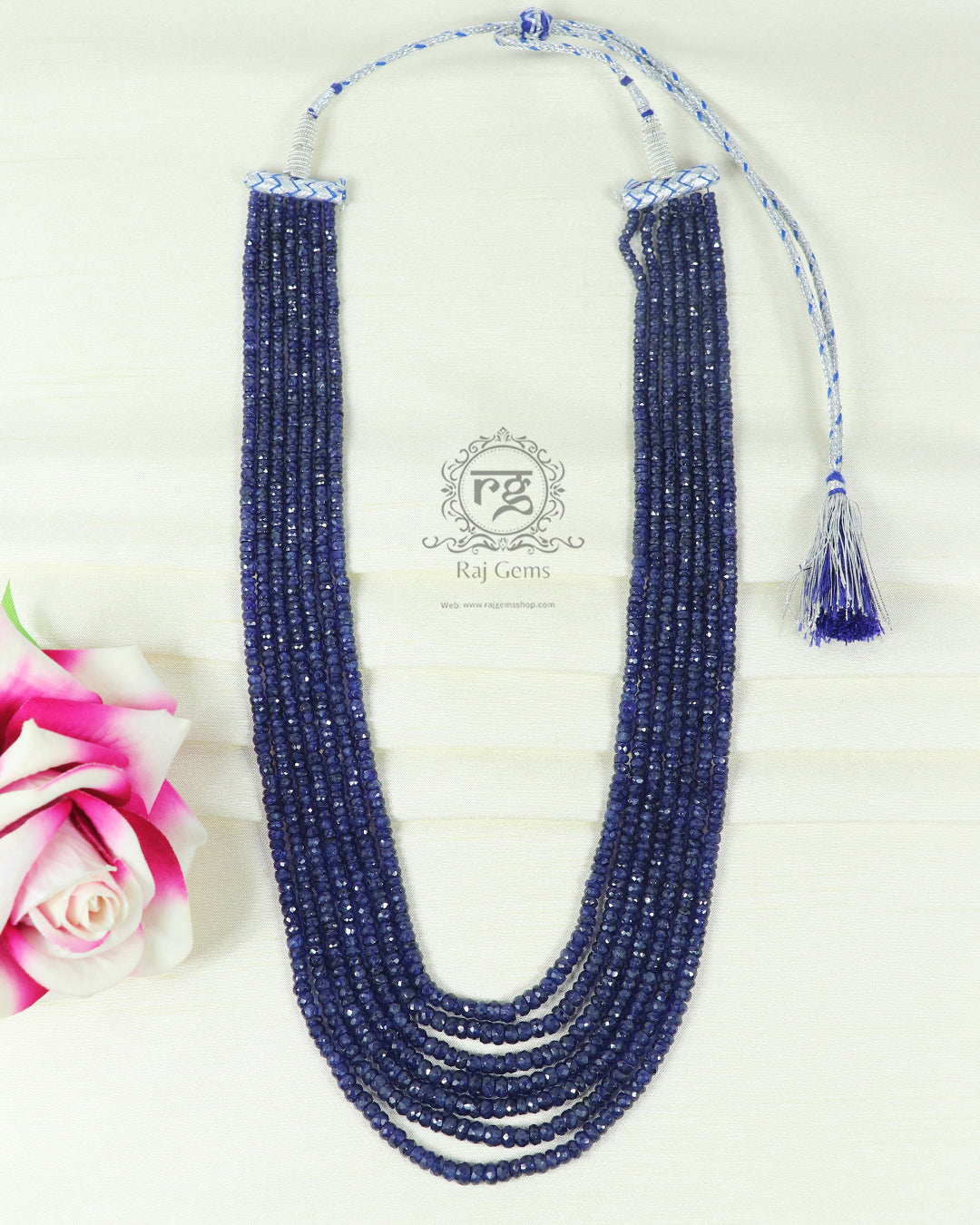 Natural Blue Sapphire Gemstone Beads Necklace Jewelry