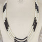 Natural Black Spinel & Rainbow Moonstone Gemstone Beads Necklace