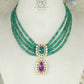 Pure 925 Silver Natural  Emerald Ruby Gemstone Necklace Jewelry