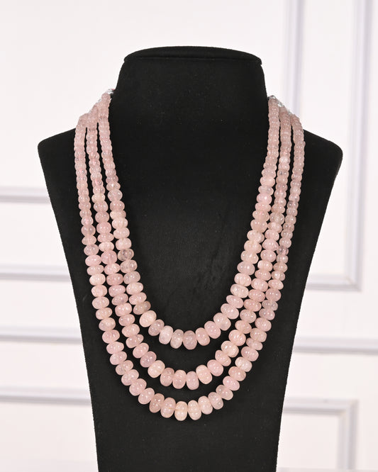 Natural Rose Quartz Pumpkin Gemstone Beads Necklace Jewelry