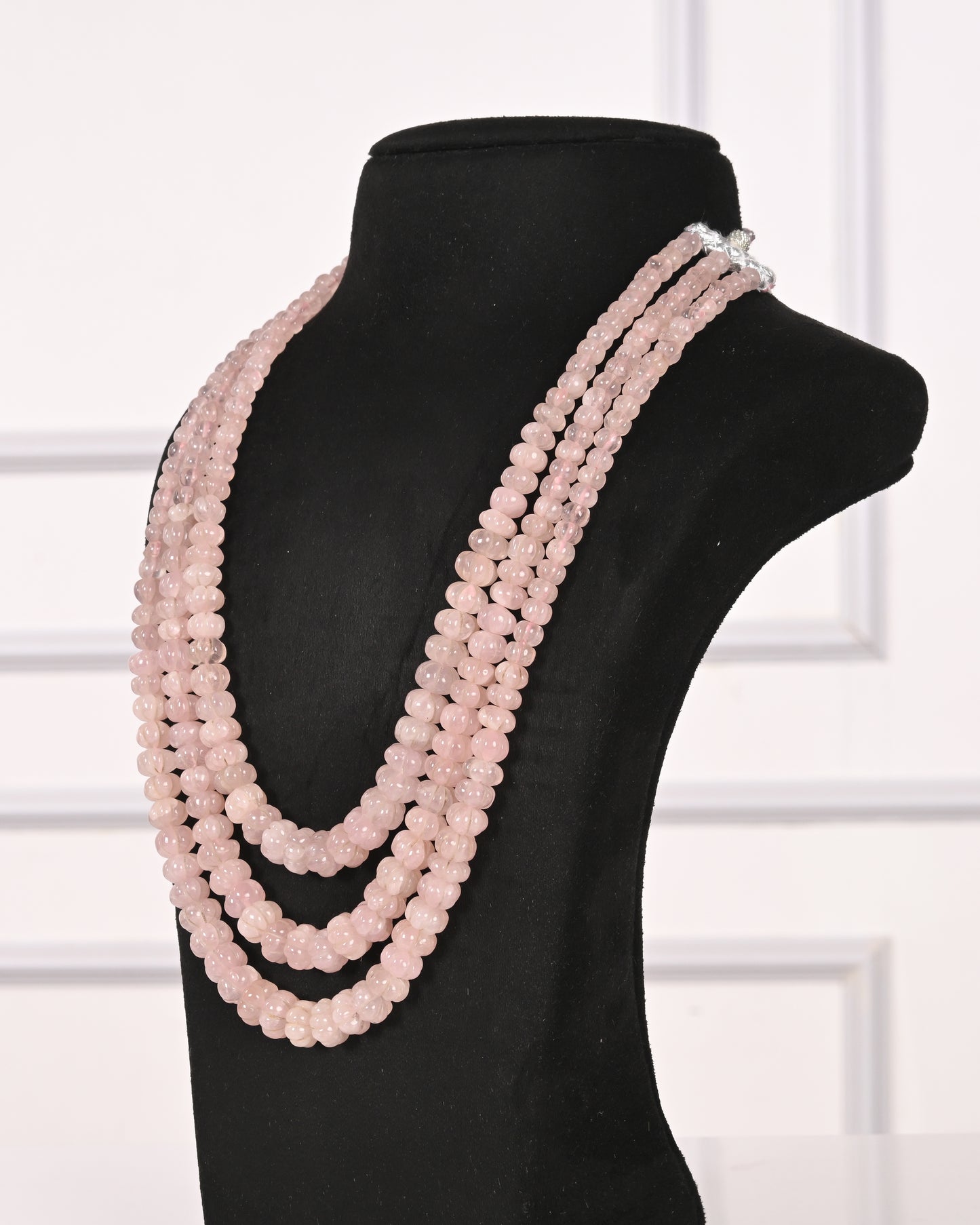 Natural Rose Quartz Pumpkin Gemstone Beads Necklace Jewelry