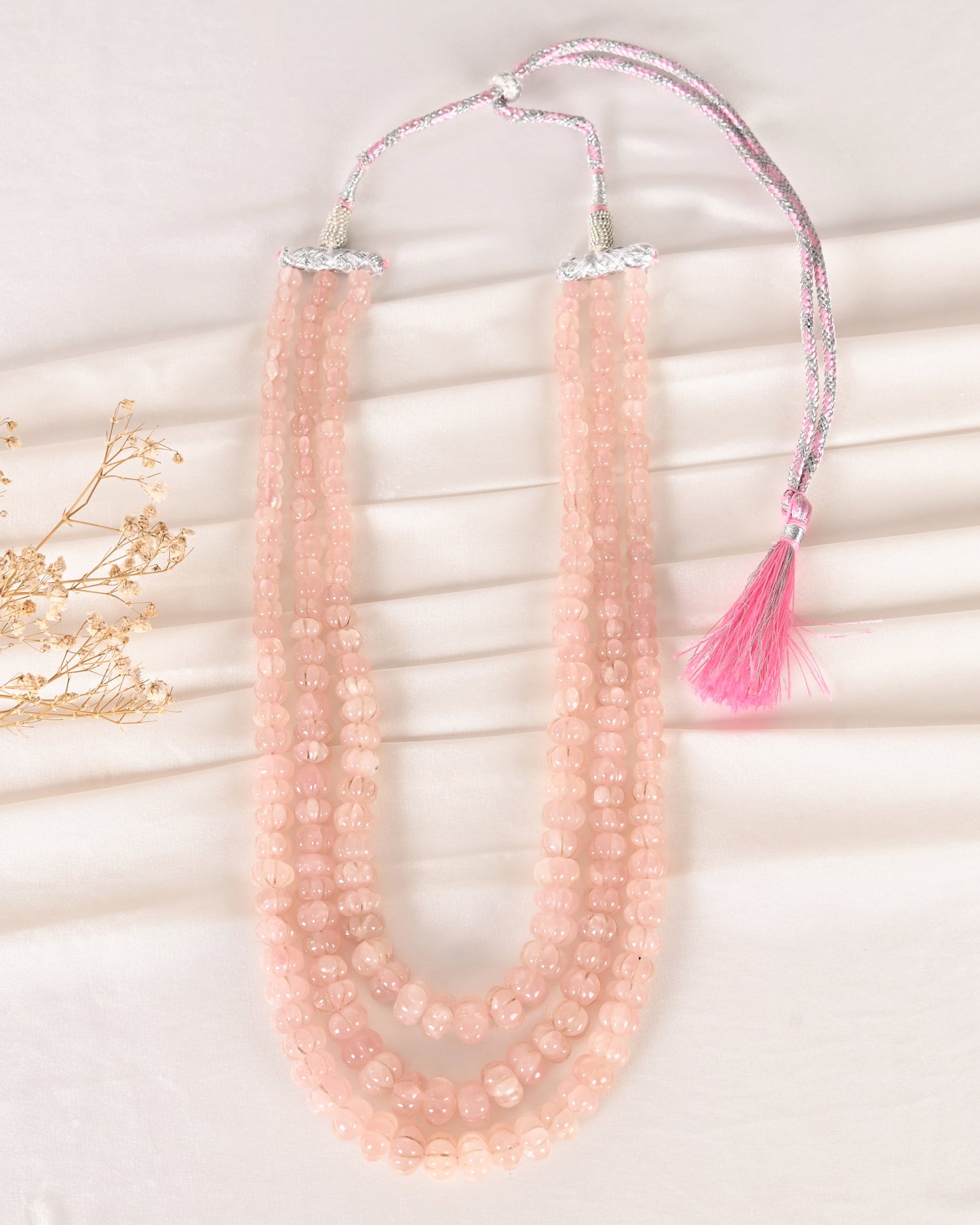 Natural Rose Quartz Pumpkin Gemstone Beads Necklace Jewelry